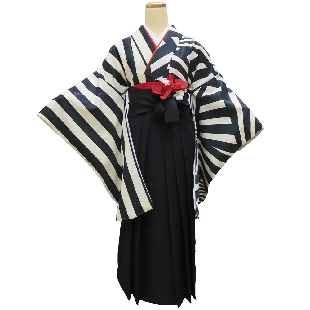 新品袴3点セット 卒業式 小学生 大学生 アイボリー 操っ オレンジ 43IV 